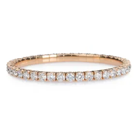 18K Gold Stretch & Stack Round Diamond Tennis Bracelet, 10.2 Carats, Natural Mined Diamonds