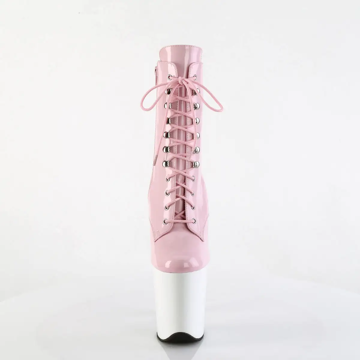 8 Inch Heel FLAMINGO-1020 Baby Pink Patent White