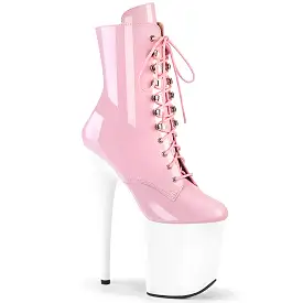 8 Inch Heel FLAMINGO-1020 Baby Pink Patent White