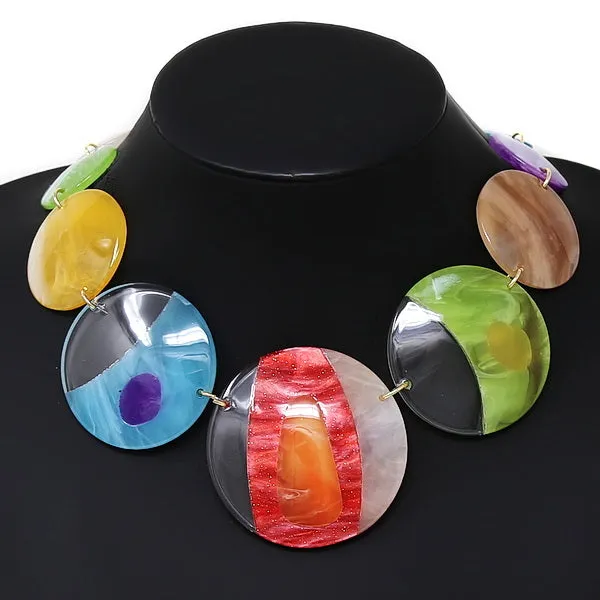 Acetate Disc Short Necklace