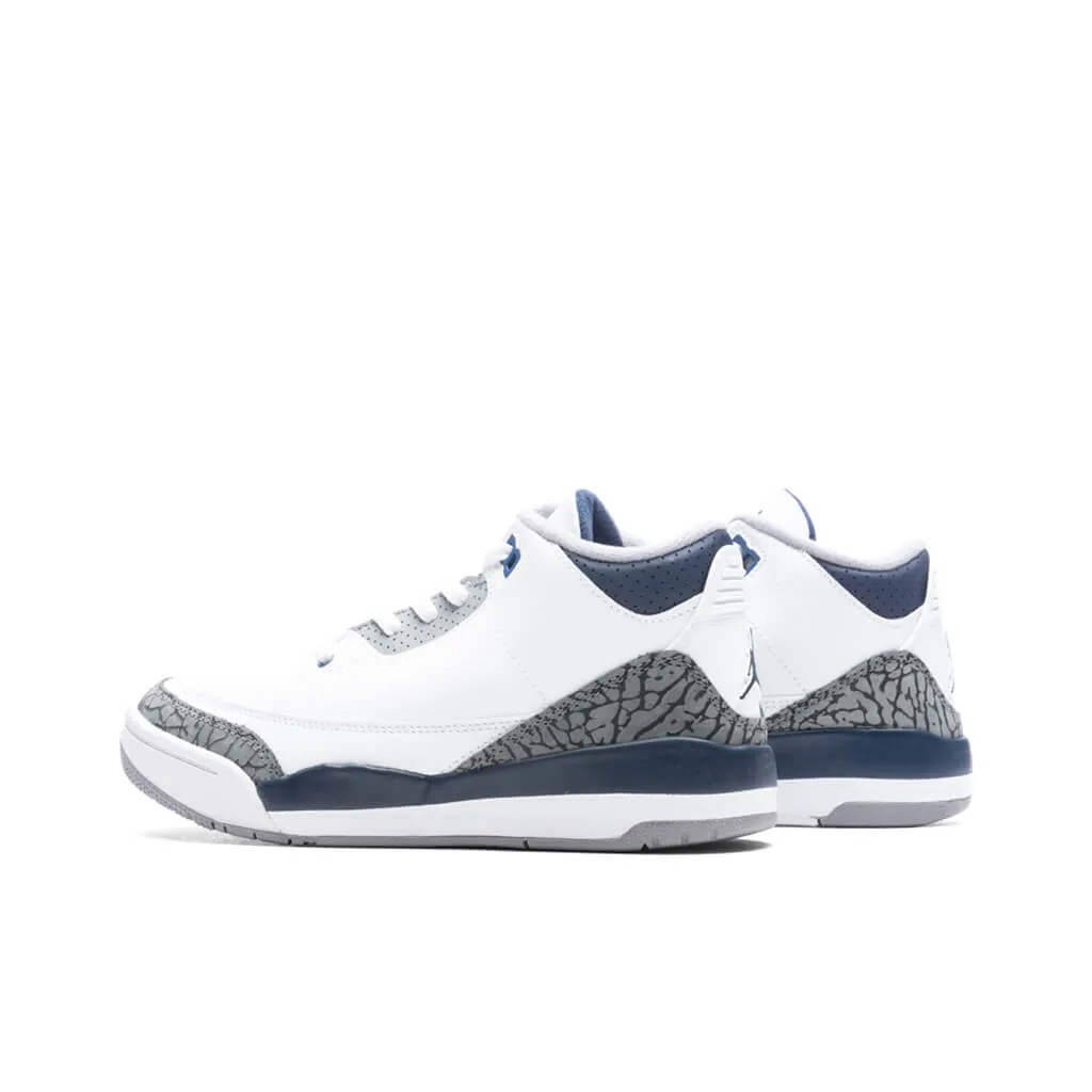 Air Jordan 3 Retro (PS) - White/Midnight Navy/Cement Grey