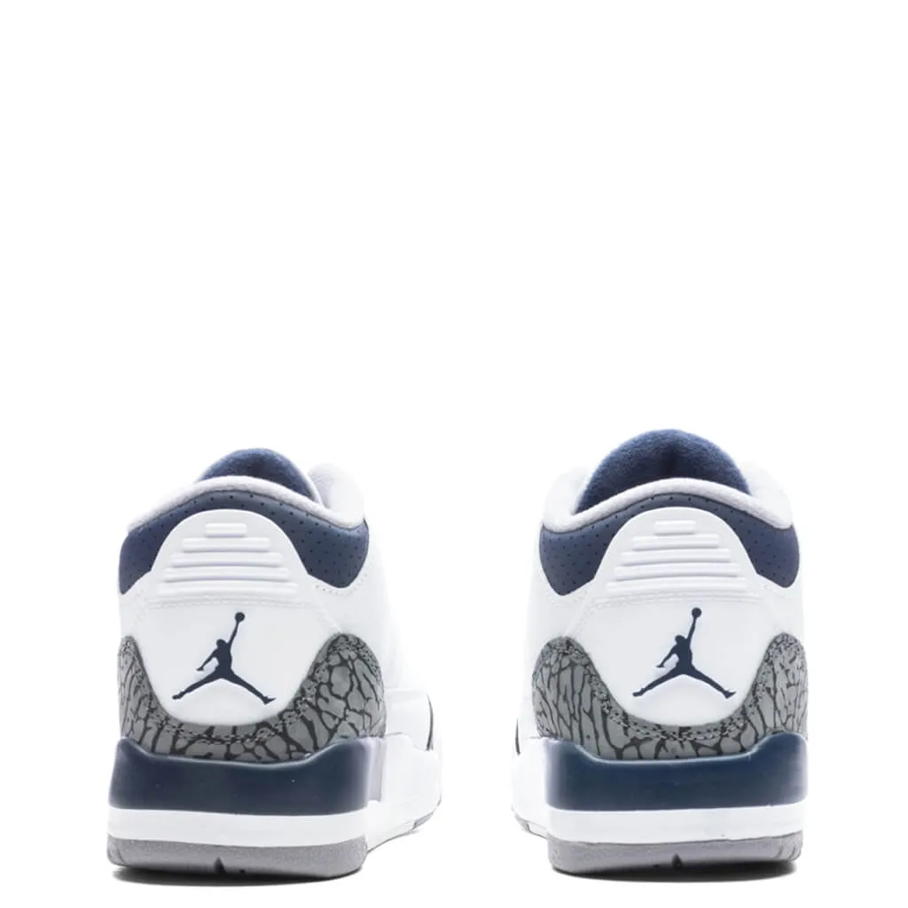 Air Jordan 3 Retro (PS) - White/Midnight Navy/Cement Grey