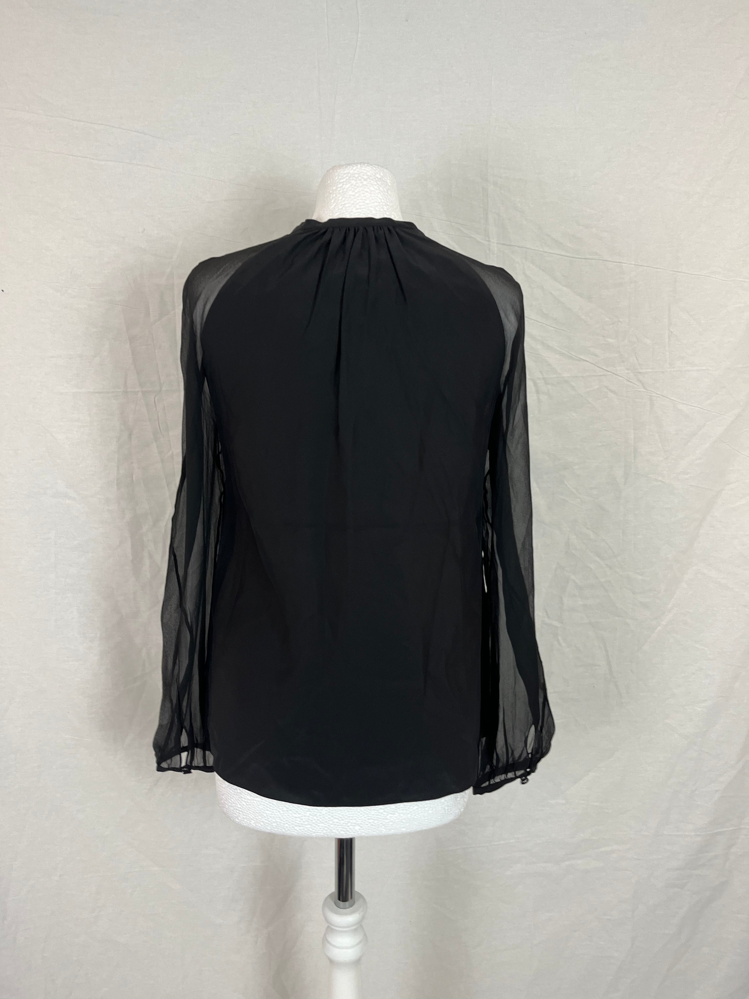 Altuzarra Black Silk Cut Out Lace Up Top XS