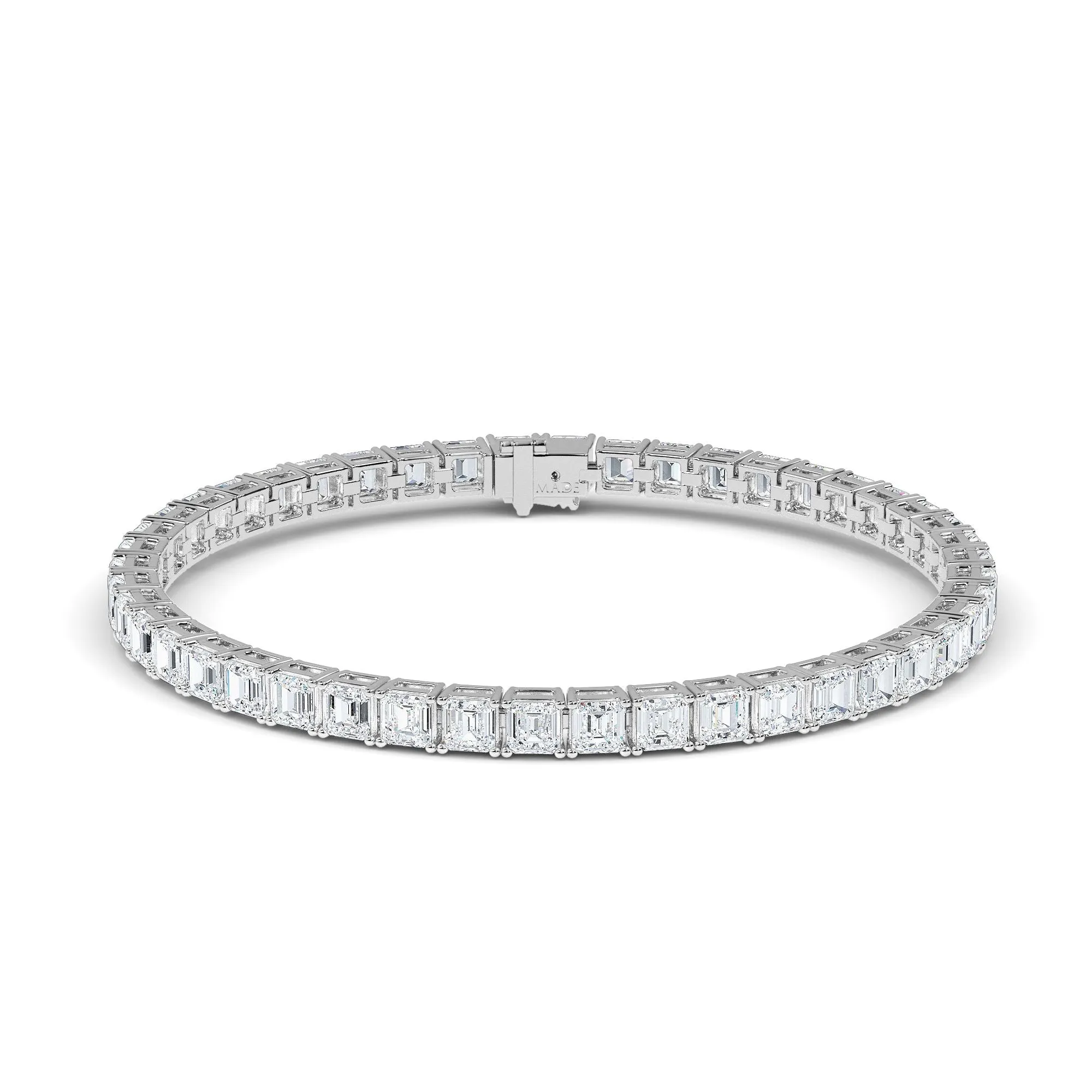 AUTRE - 14k White Gold 12.00ct Lab Grown Diamond Asscher Cut Tennis Bracelet