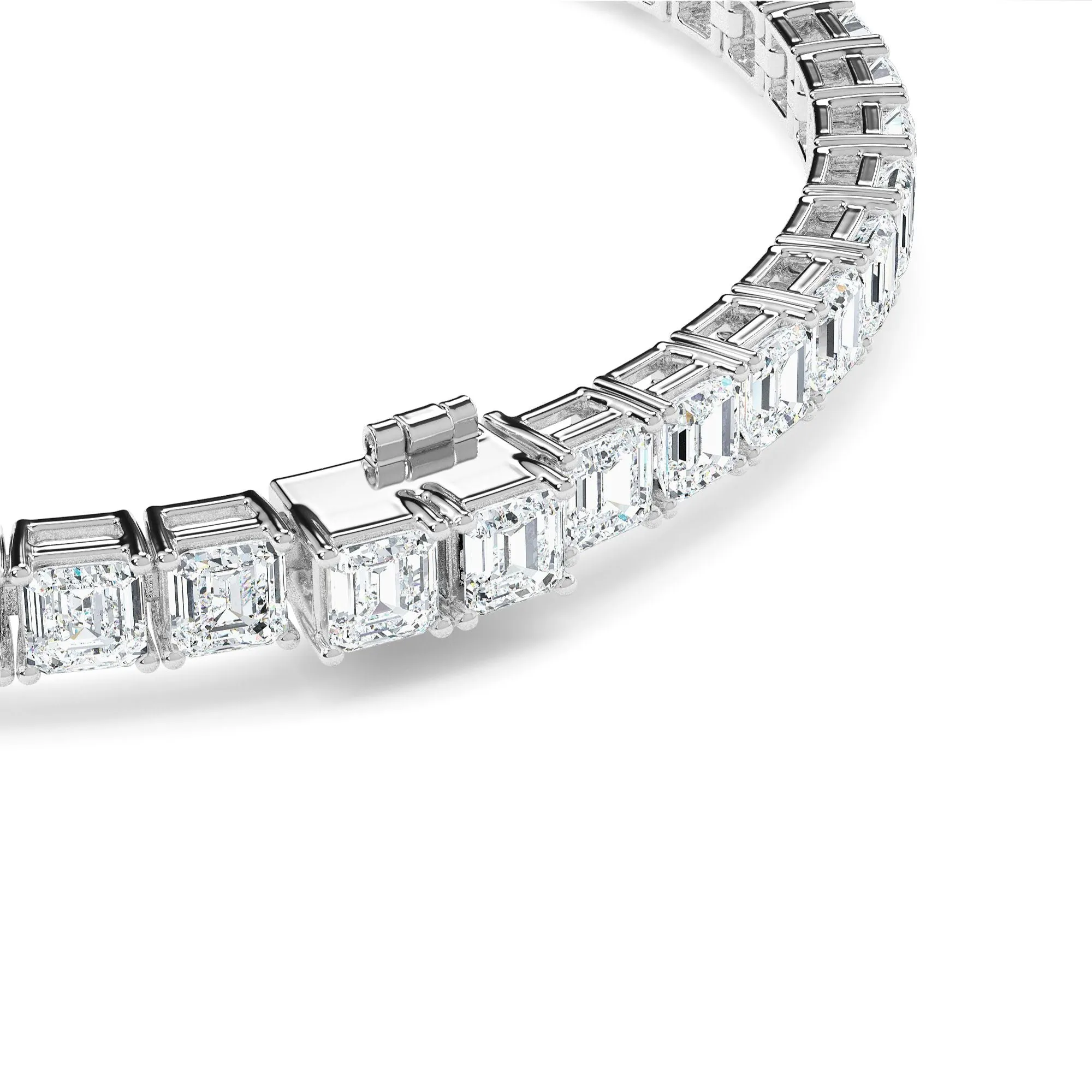 AUTRE - 14k White Gold 12.00ct Lab Grown Diamond Asscher Cut Tennis Bracelet