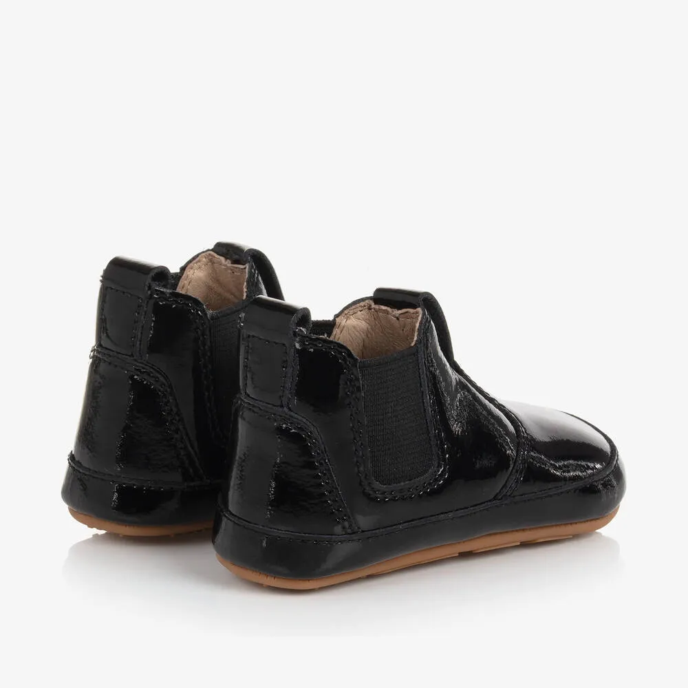 Baby Girls Black Patent Leather Chelsea Boots