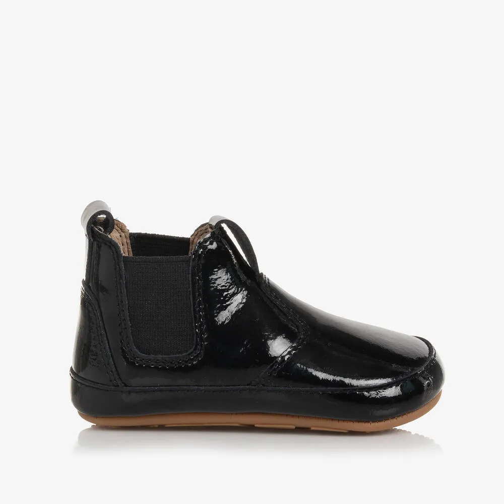 Baby Girls Black Patent Leather Chelsea Boots