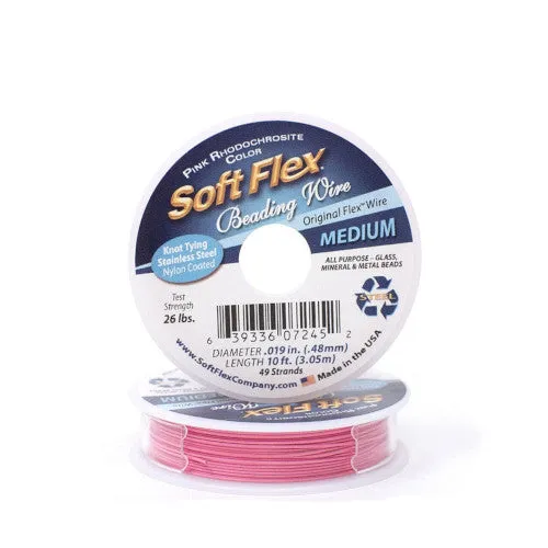 Beading Wire, Soft Flex, Pink Rhodochrosite, 0.48mm