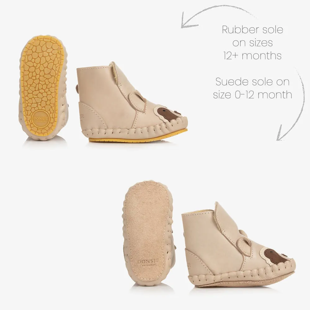 Beige Leather Baby Boots