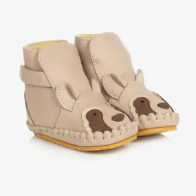 Beige Leather Baby Boots