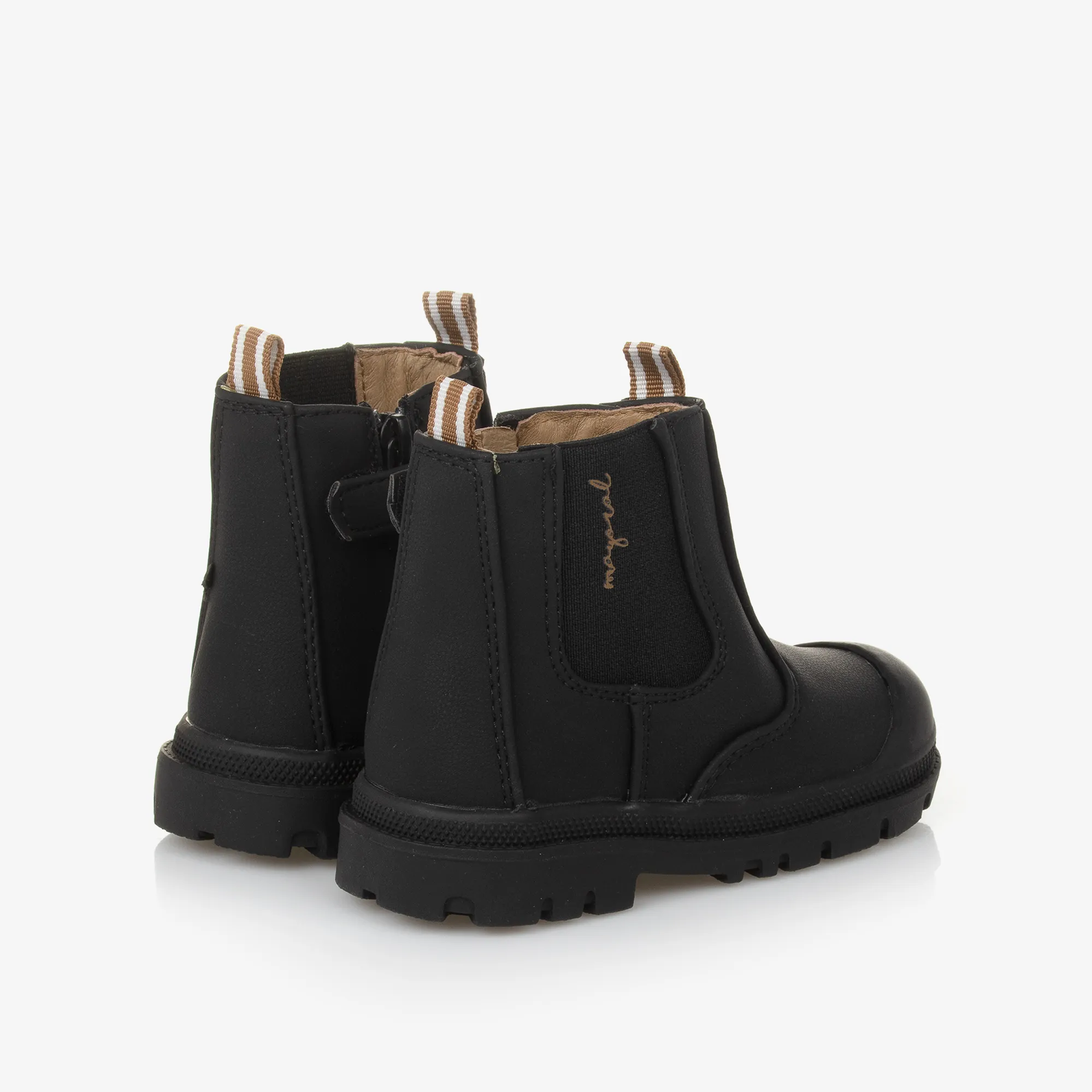 Black Faux Leather Chelsea Baby Boots