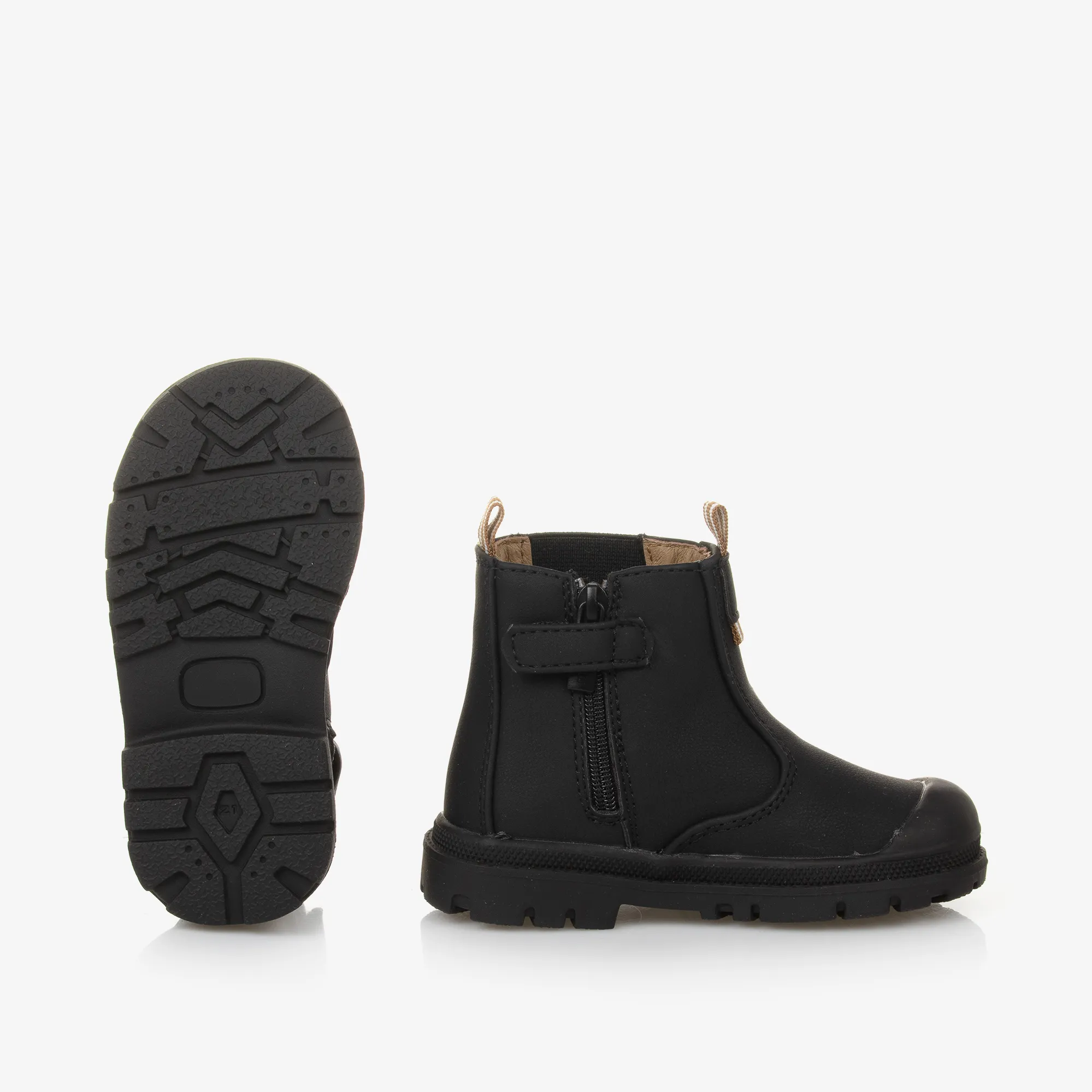 Black Faux Leather Chelsea Baby Boots