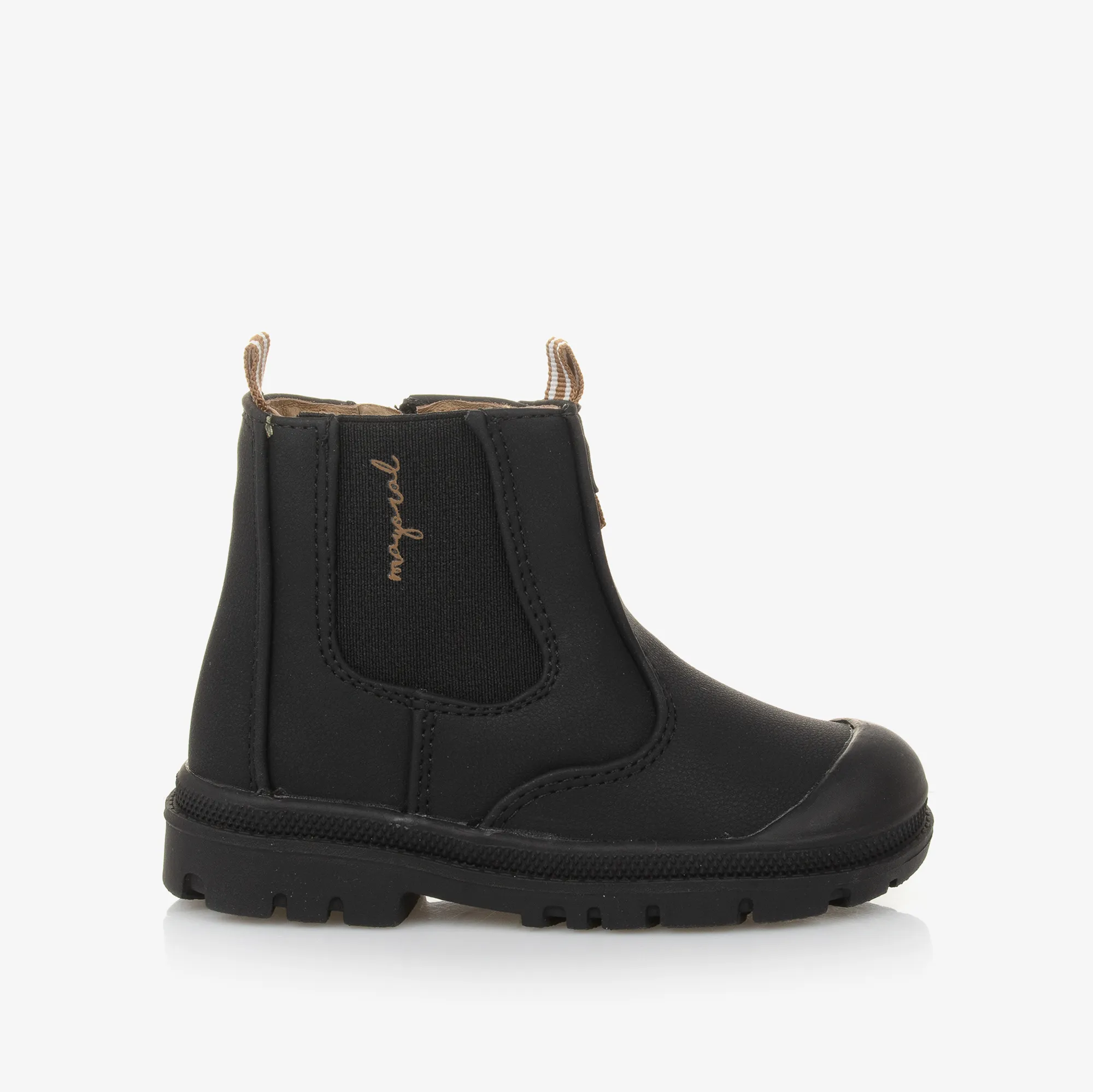 Black Faux Leather Chelsea Baby Boots