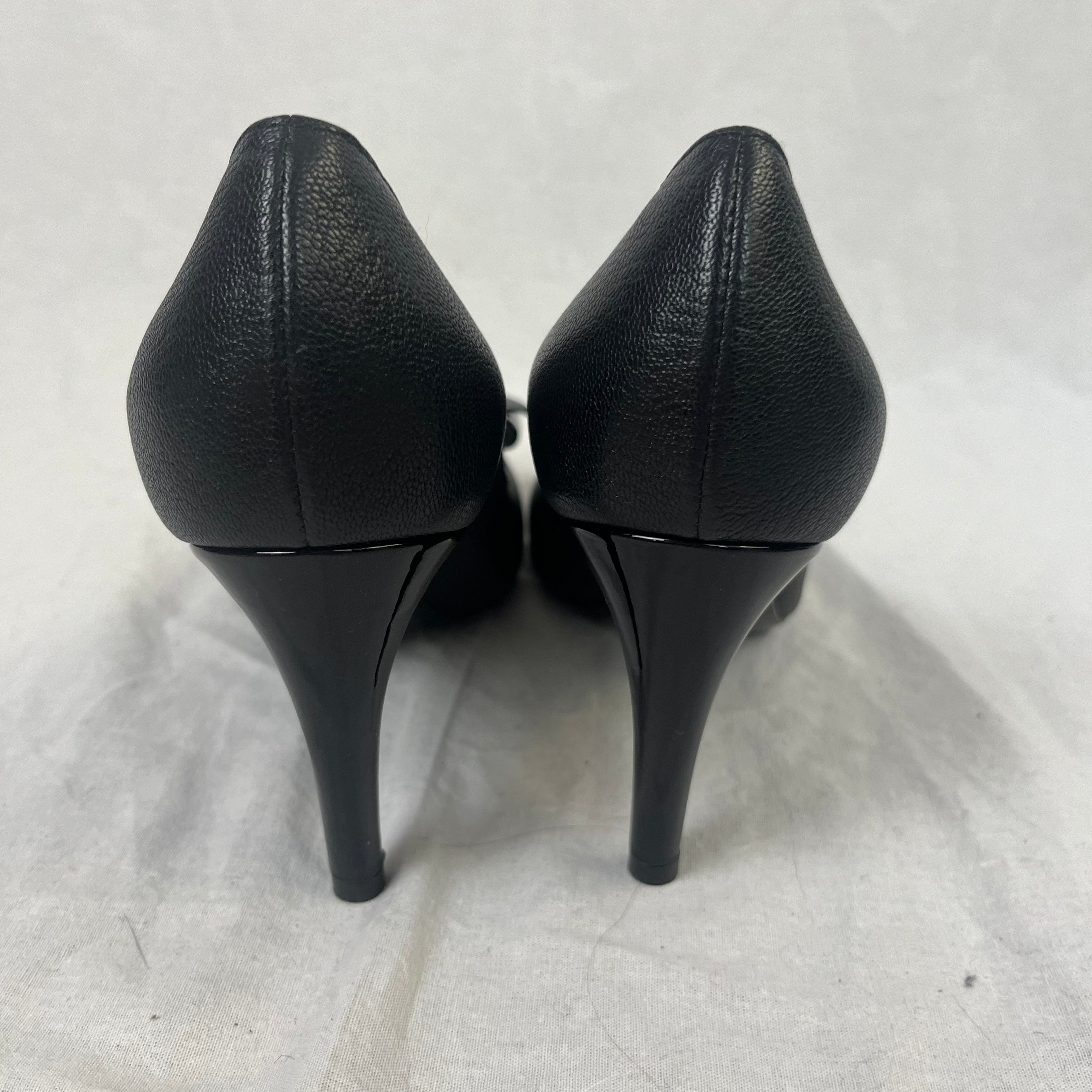 Bottega Veneta Black Leather Intrecciato Bow Detail Heels 37