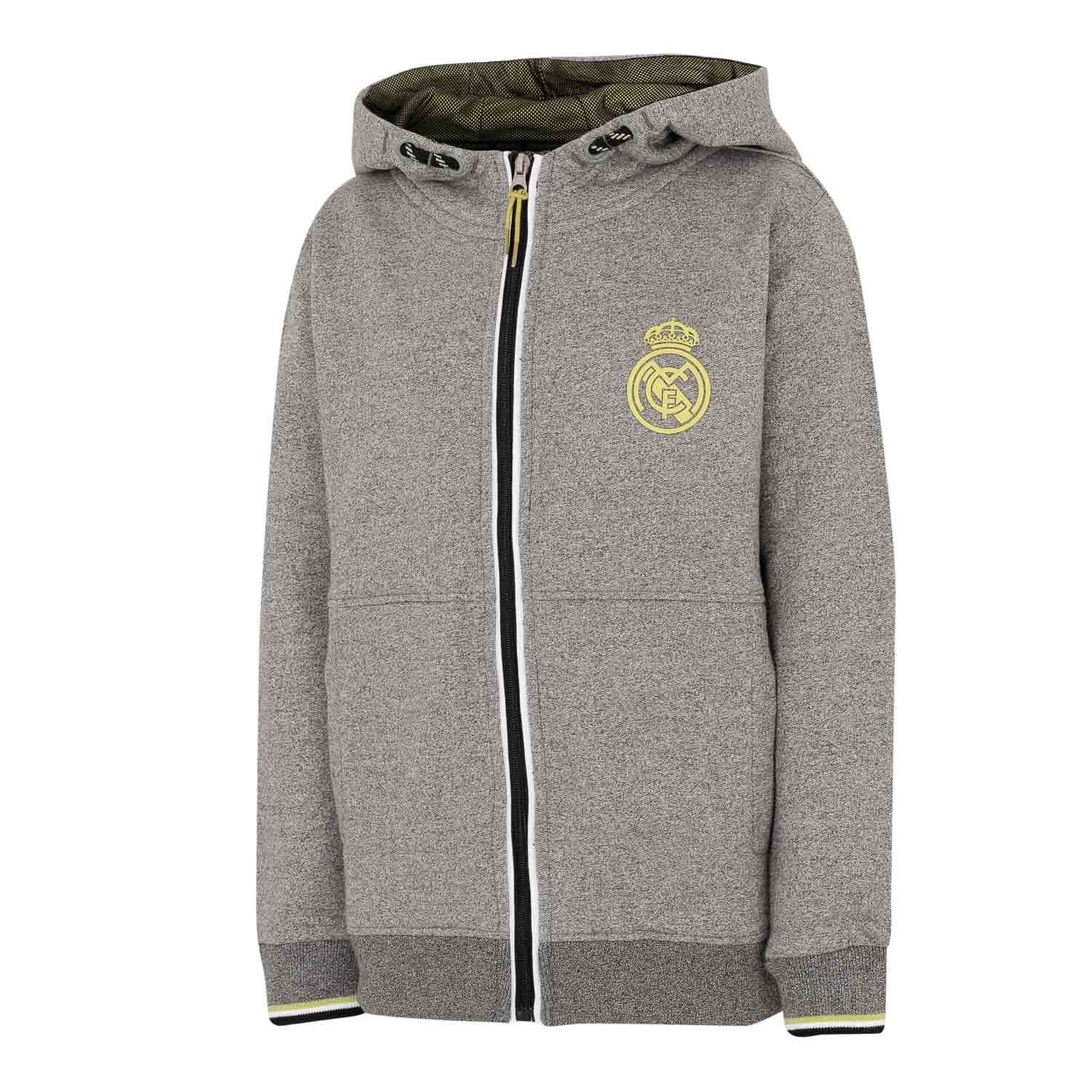 Chaqueta Capucha Niños Gris/Lima Real Madrid