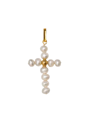 Colgante Pearly Cross Oro Macizo