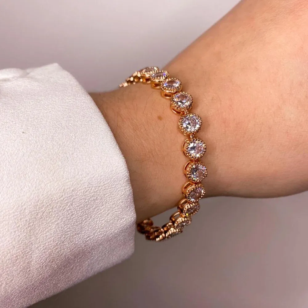 Danna Rose Gold Tennis Bracelet- Knight & Day Jewellery