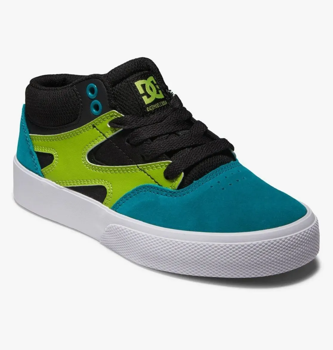 DC Kalis Vulc Mid Kids Skate Shoes - Black/Green/Orange