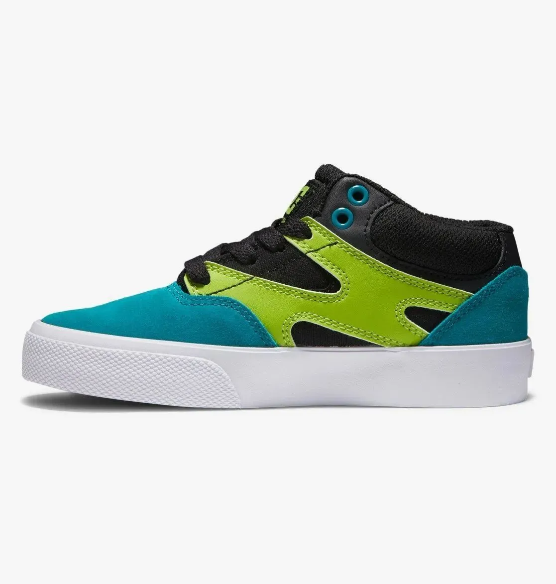 DC Kalis Vulc Mid Kids Skate Shoes - Black/Green/Orange