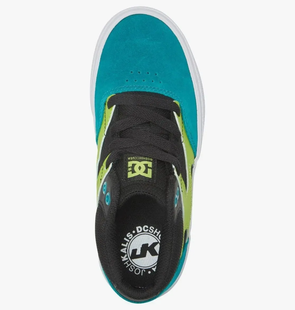 DC Kalis Vulc Mid Kids Skate Shoes - Black/Green/Orange