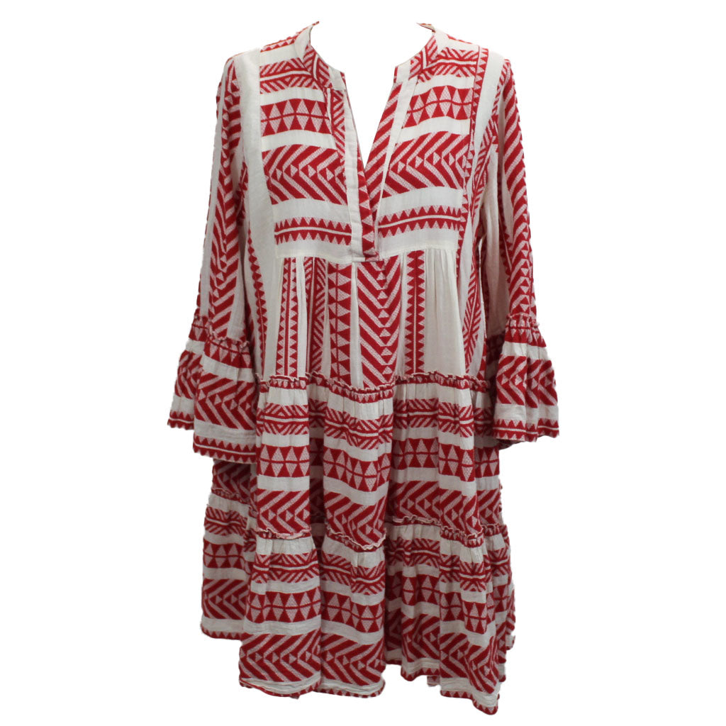 Devotion Twins 240 Red & White Jacquard Sundress M