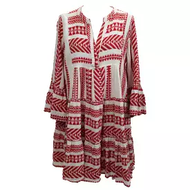 Devotion Twins 240 Red & White Jacquard Sundress M