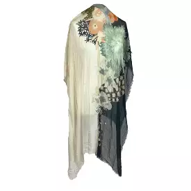 Dries Van Noten Charcoal Floral Modal & Silk Scarf