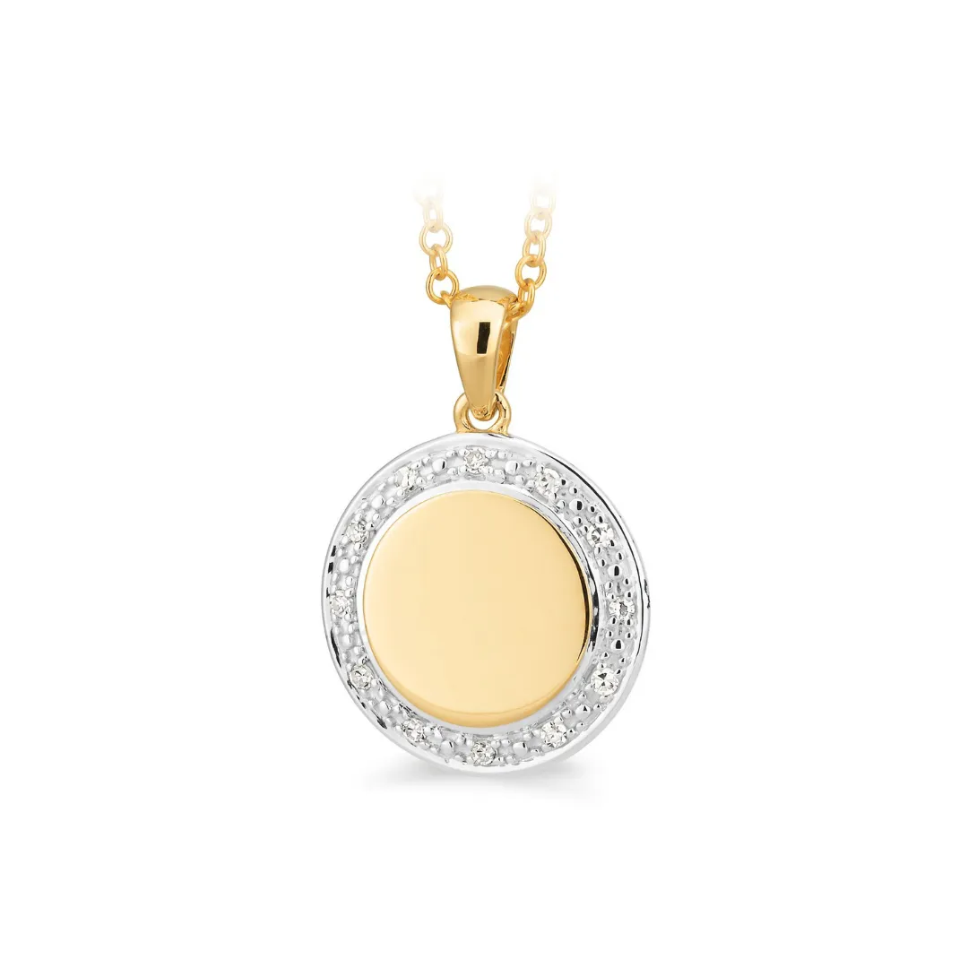 Engravable Diamond Disc Pendant