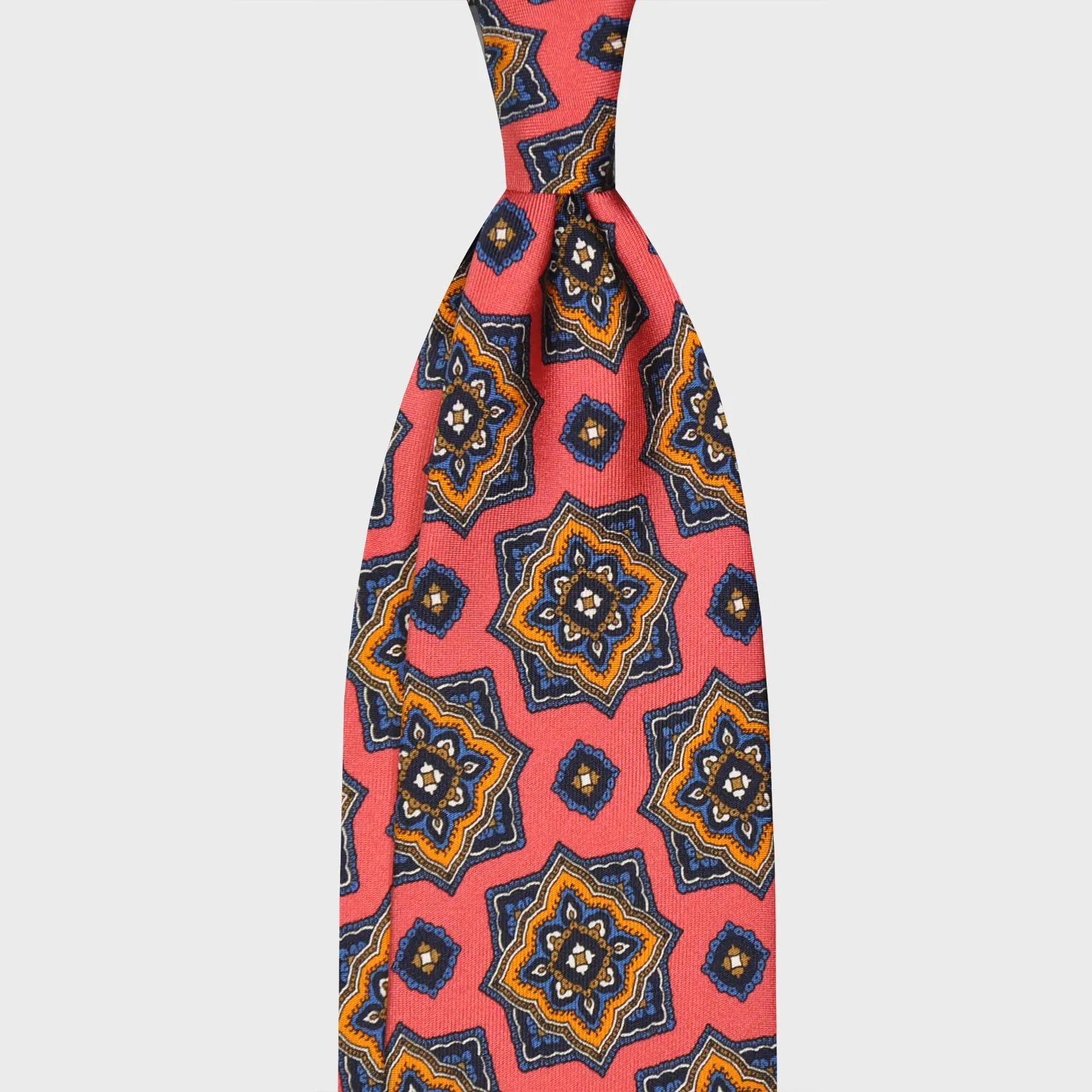 F.Marino Silk Tie 3 Folds Mandala Salmon Pink