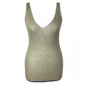 Forte Forte Pale Gold Lurex Knit Vest Top M