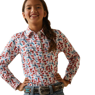 Girl's Blazin' Boots Shirt in Red