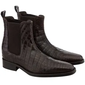 Guido Maggi Cape Town Baby Crocodile Leather Boots Dark Brown