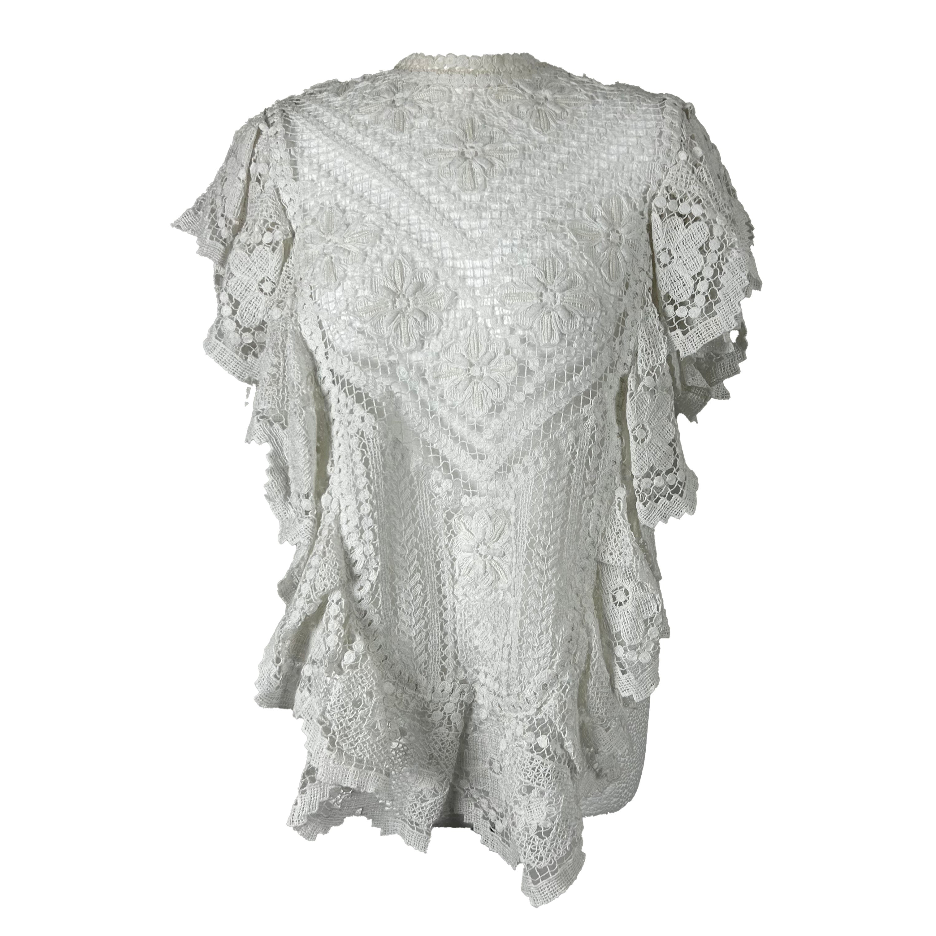 Isabel Marant Brand New White Cotton Lace Hankerchief Hem Top S