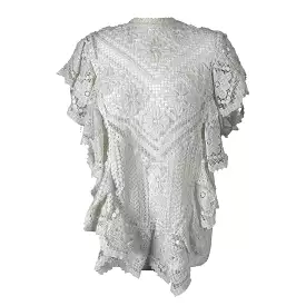 Isabel Marant Brand New White Cotton Lace Hankerchief Hem Top S