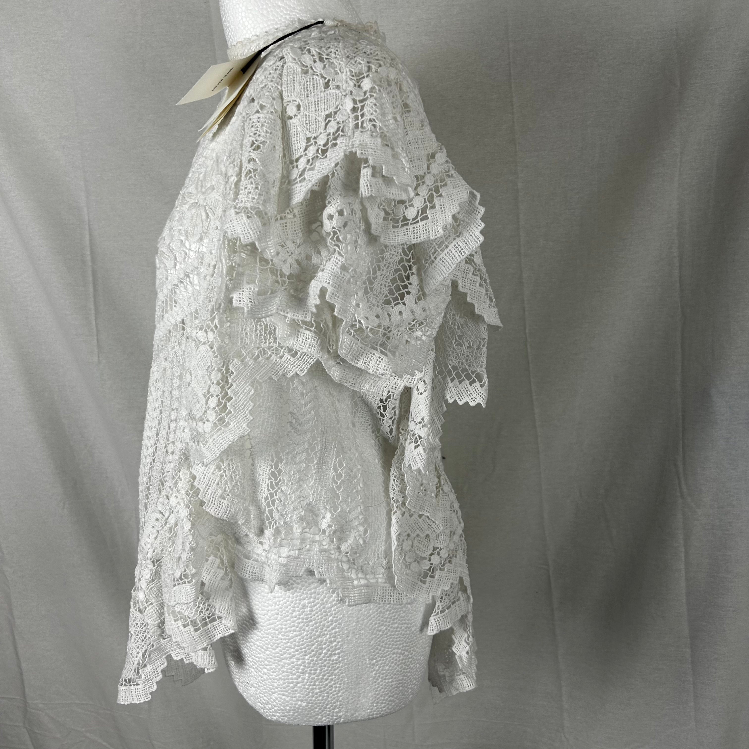 Isabel Marant Brand New White Cotton Lace Hankerchief Hem Top S