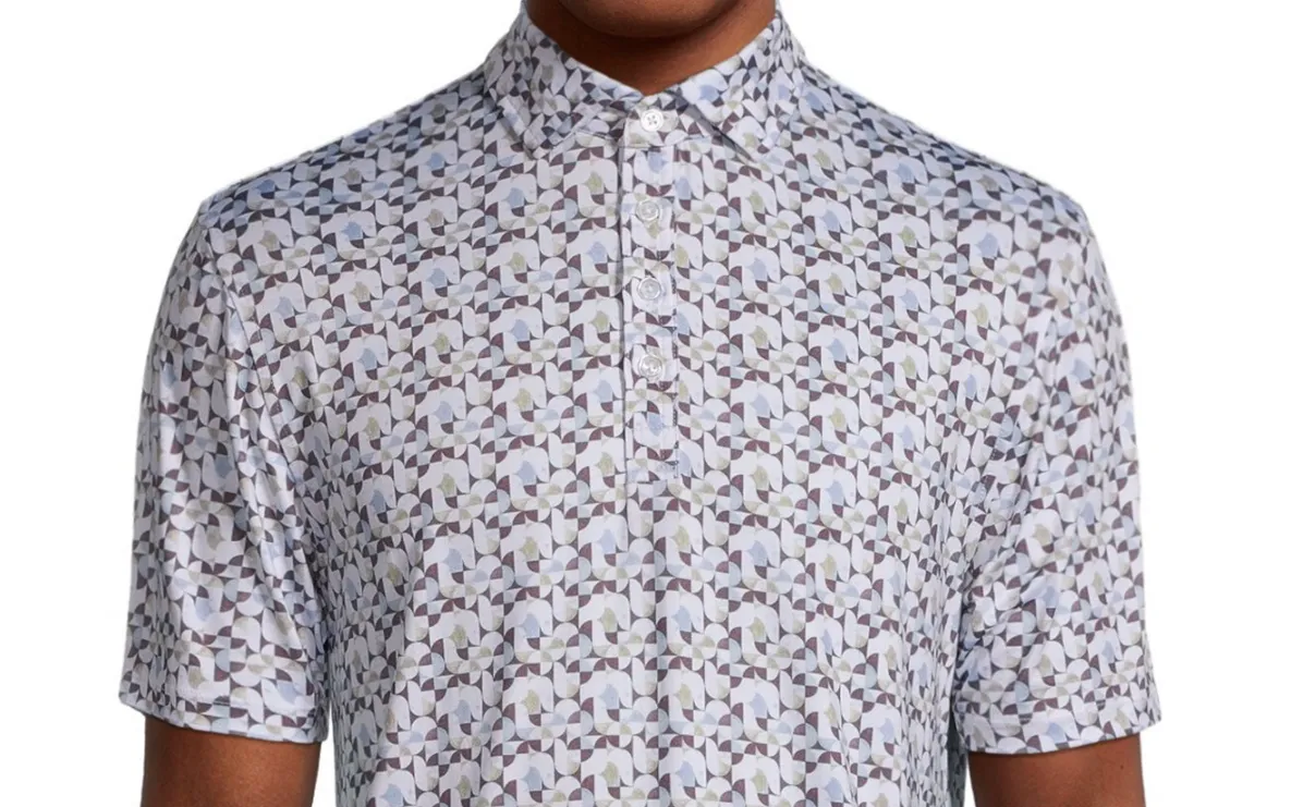 John Lennon Men's Polystretch Pattern Polo - BLUE RETRO