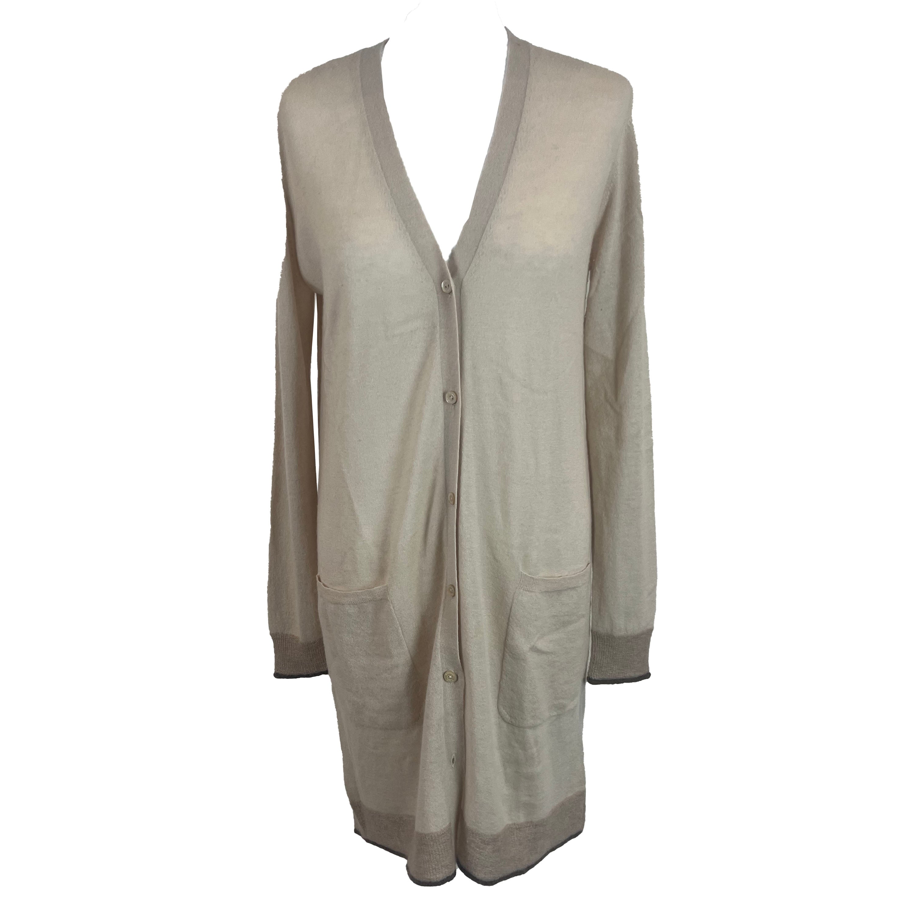 Max Mara Vanilla Wool & Cashmere Knit Longline Cardigan L