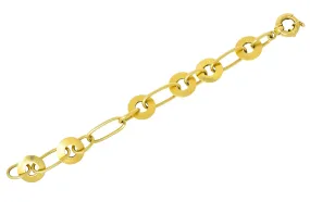 Modern 18 Karat Yellow Gold Disc Link Bracelet