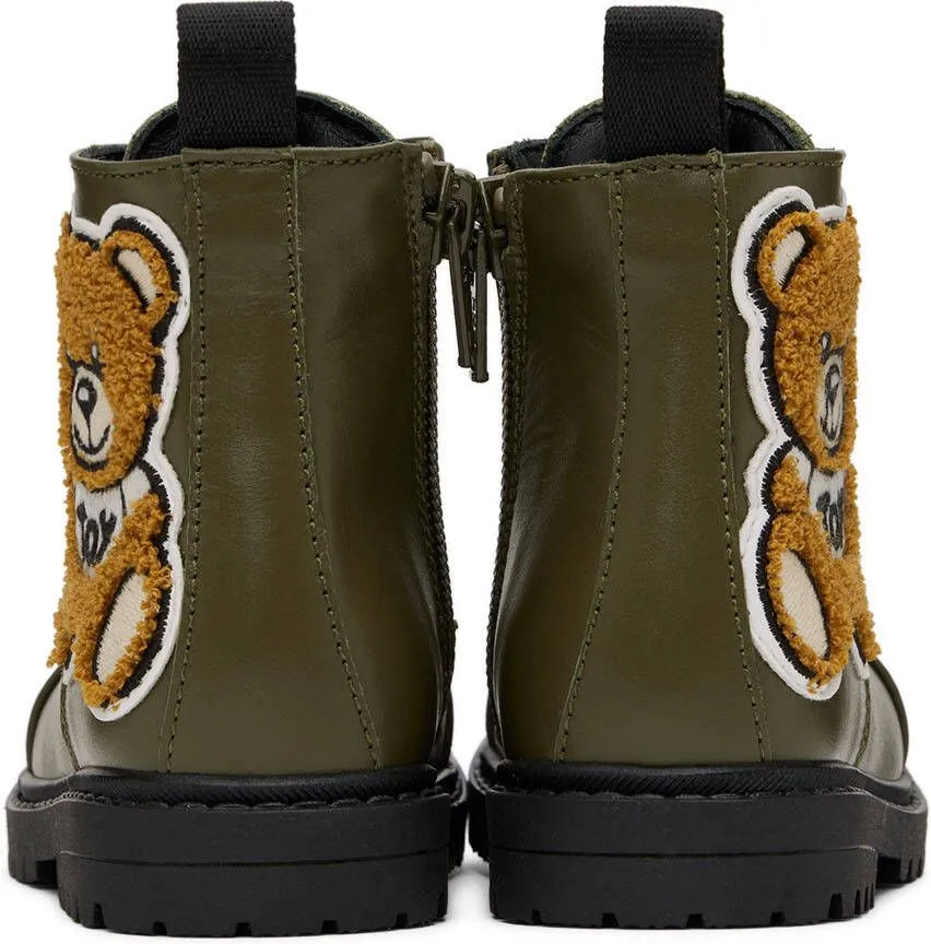 Moschino Baby Khaki Teddy Boots