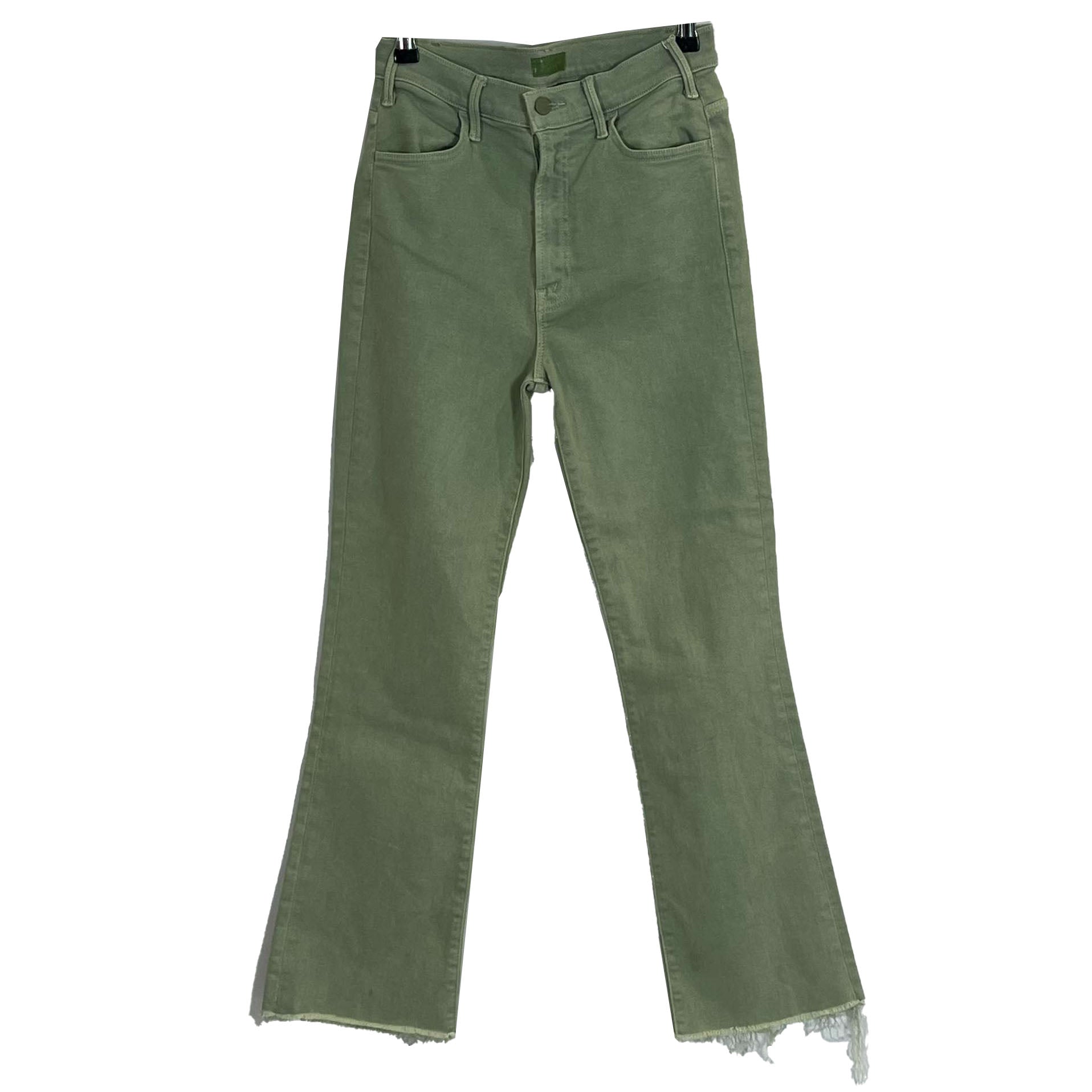 Mother Light Green The Hustler Ankle Fray Jeans M