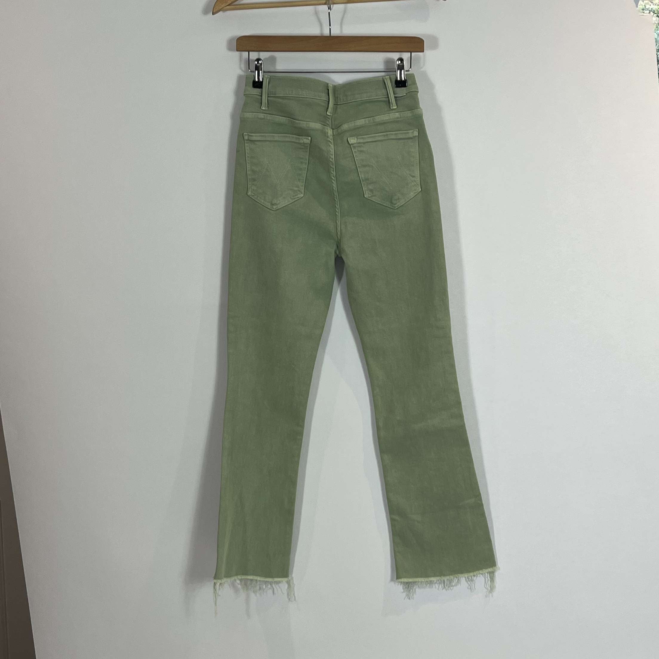 Mother Light Green The Hustler Ankle Fray Jeans M