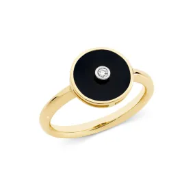 Onyx and Diamond Disc Ring