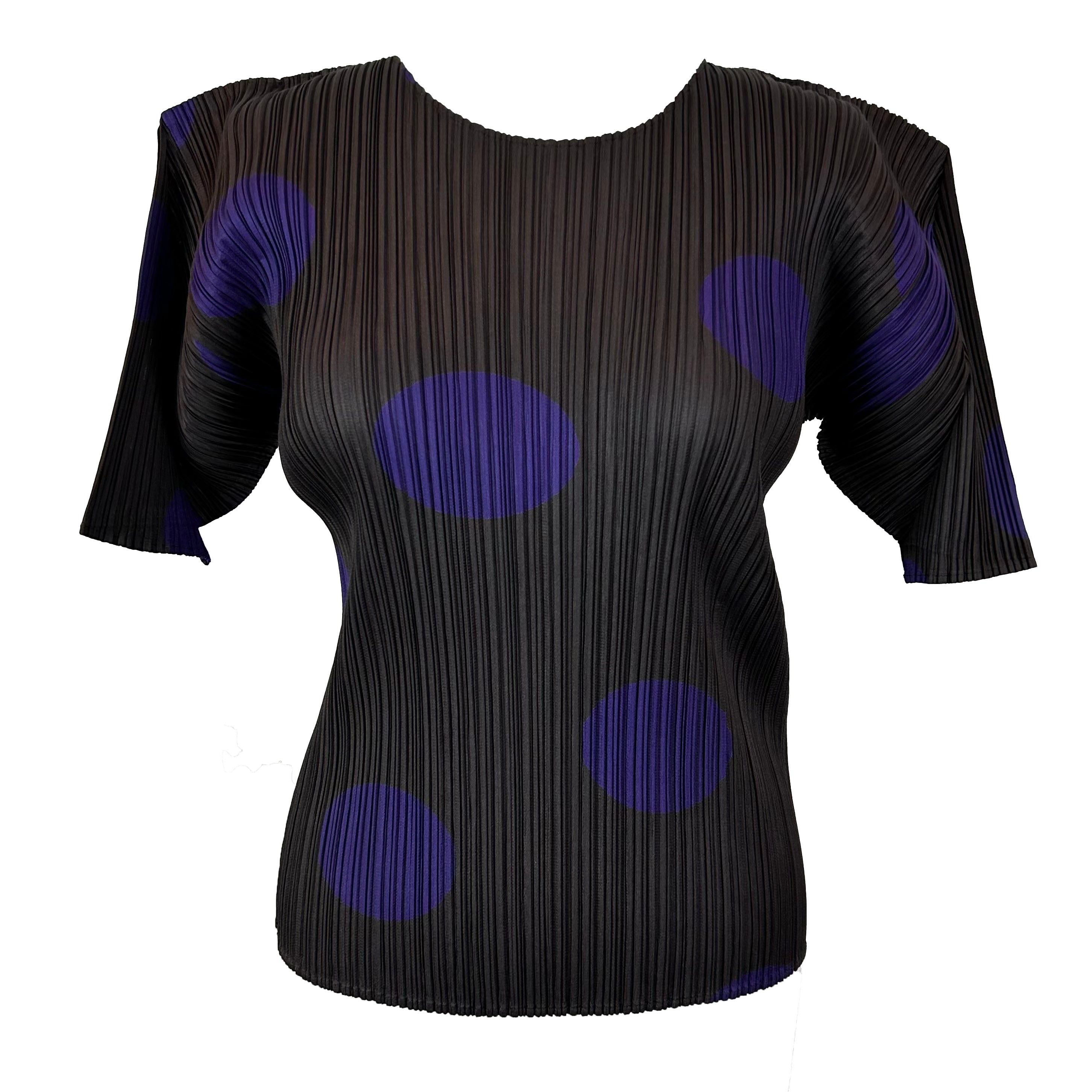 Pleats Please Issey Miyake Cocoa & Violet Circles Print Top Sz4 XS/S/M/L/XL