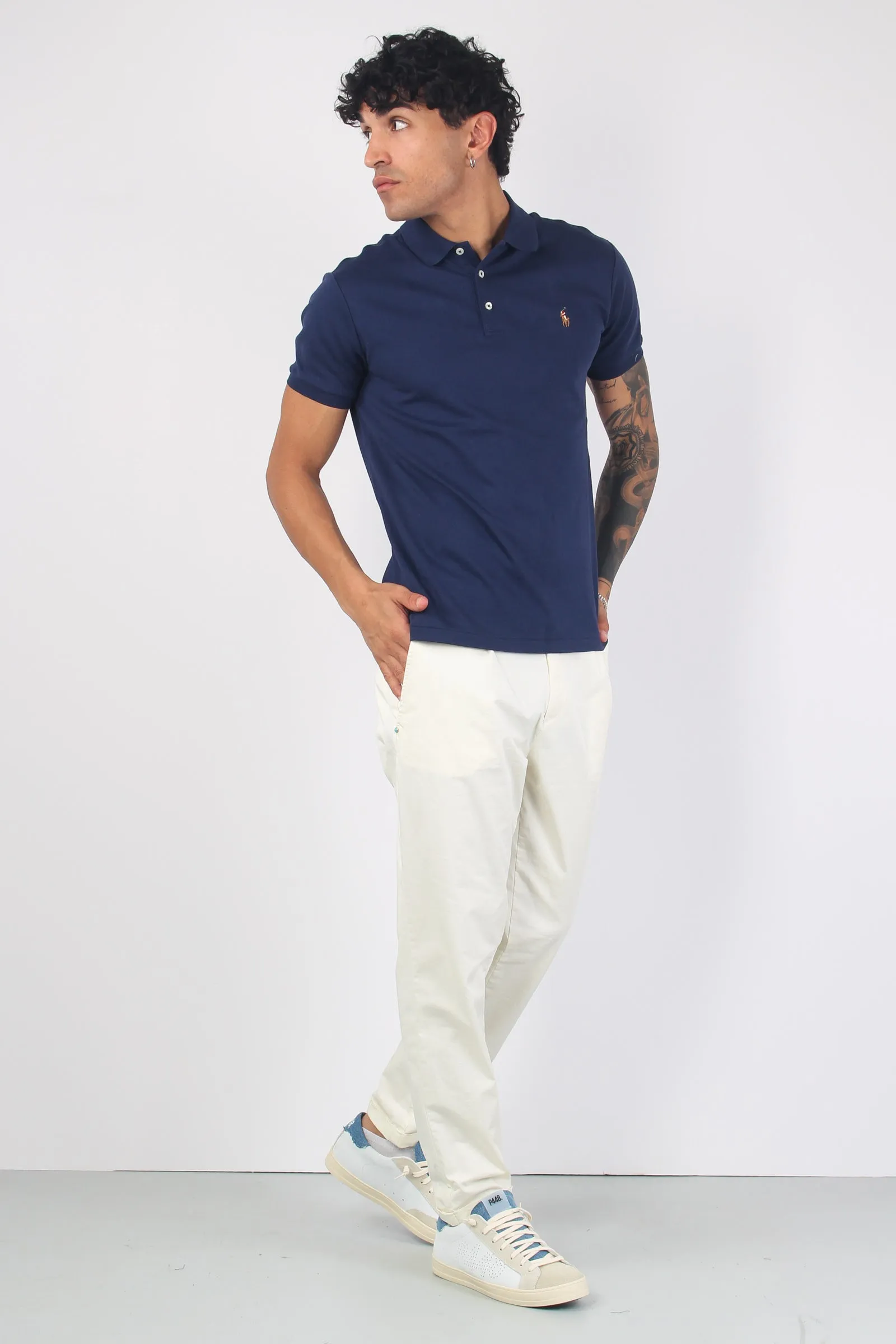 Polo Cotone Manica Corta Navy