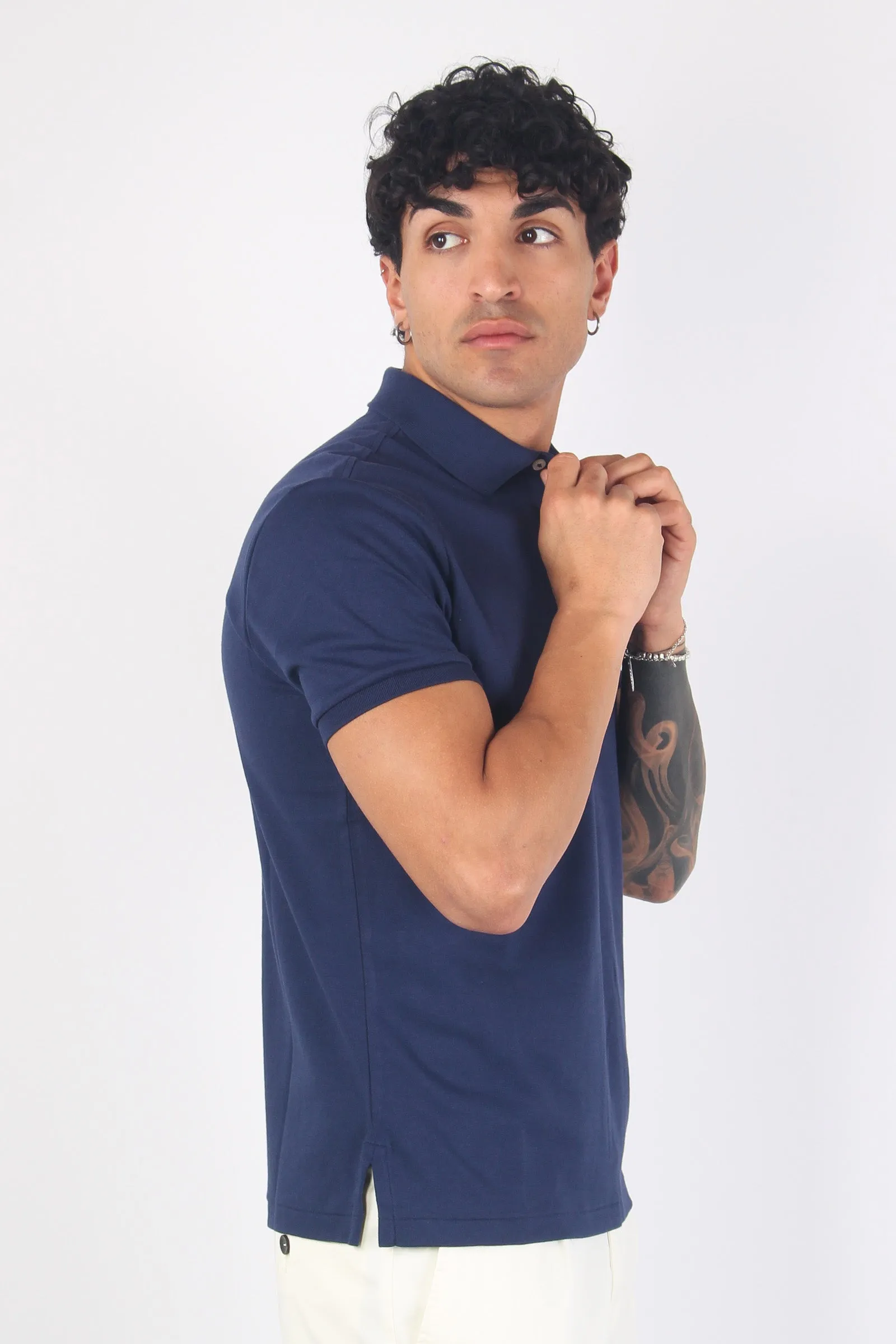 Polo Cotone Manica Corta Navy