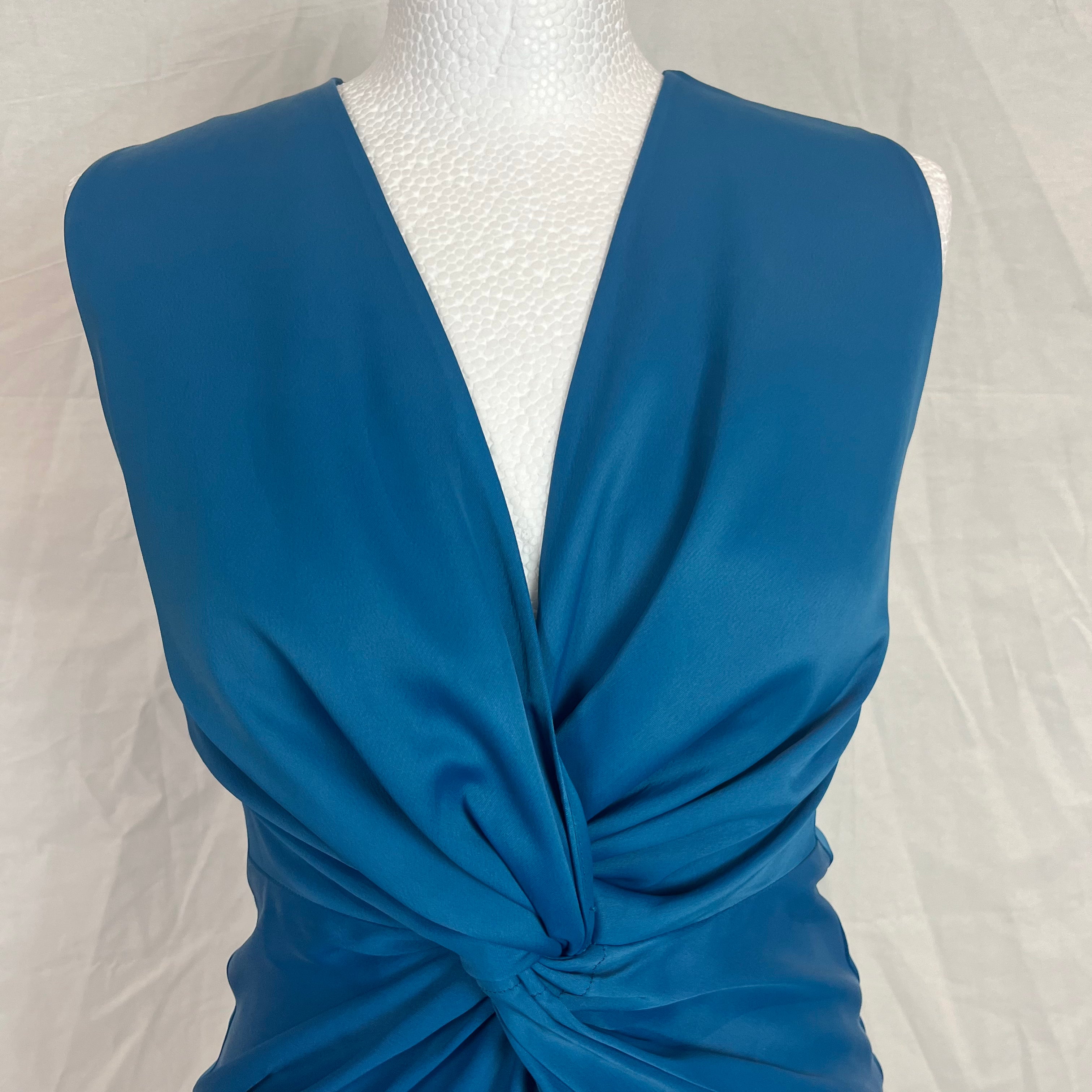 Safiyaa Blue Satin Twist Vest XS/S