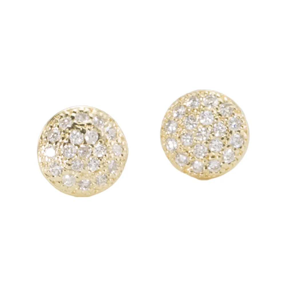 Small Diamond Disc Stud Earrings