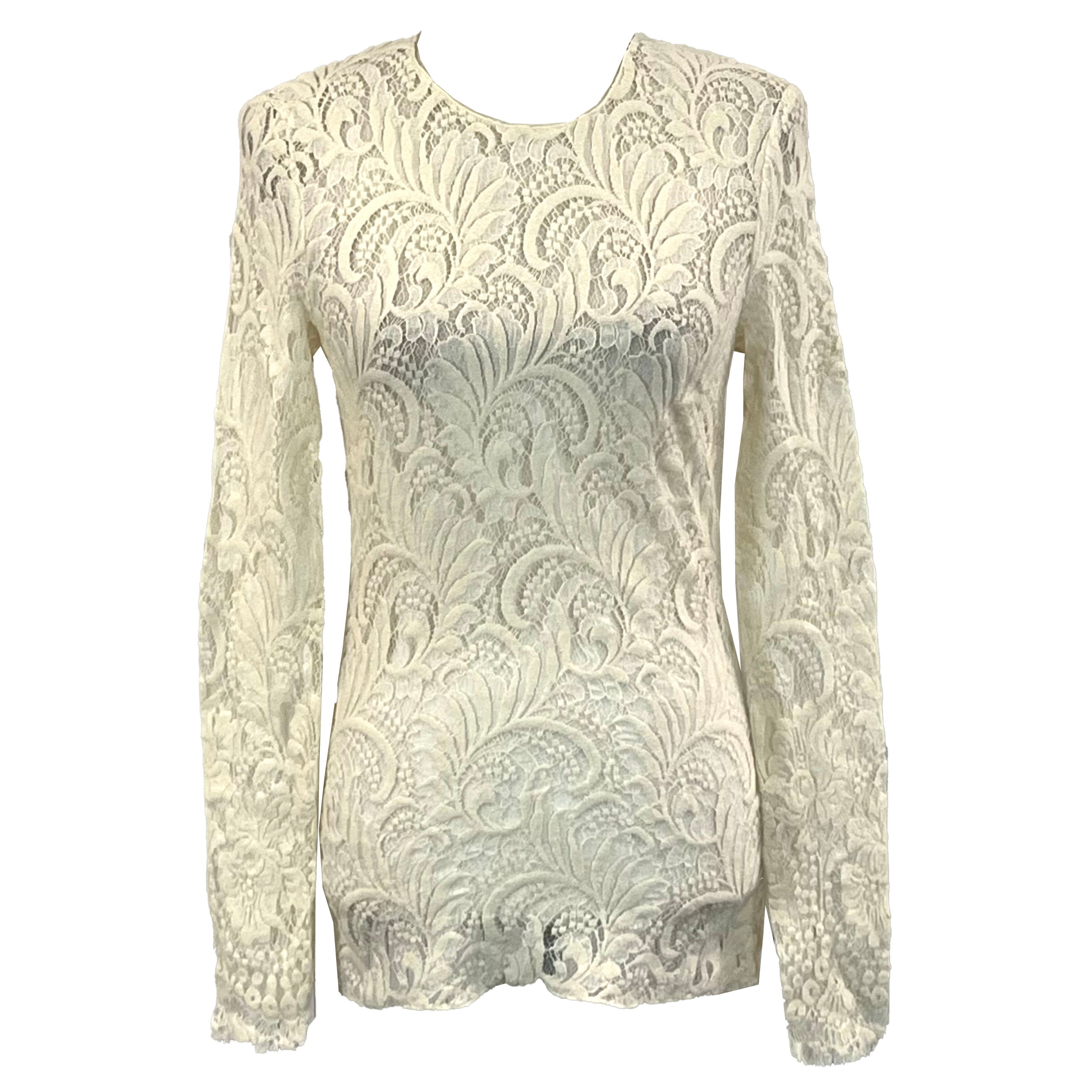 Stella McCartney Cream Textured Lace Top XXS/XS