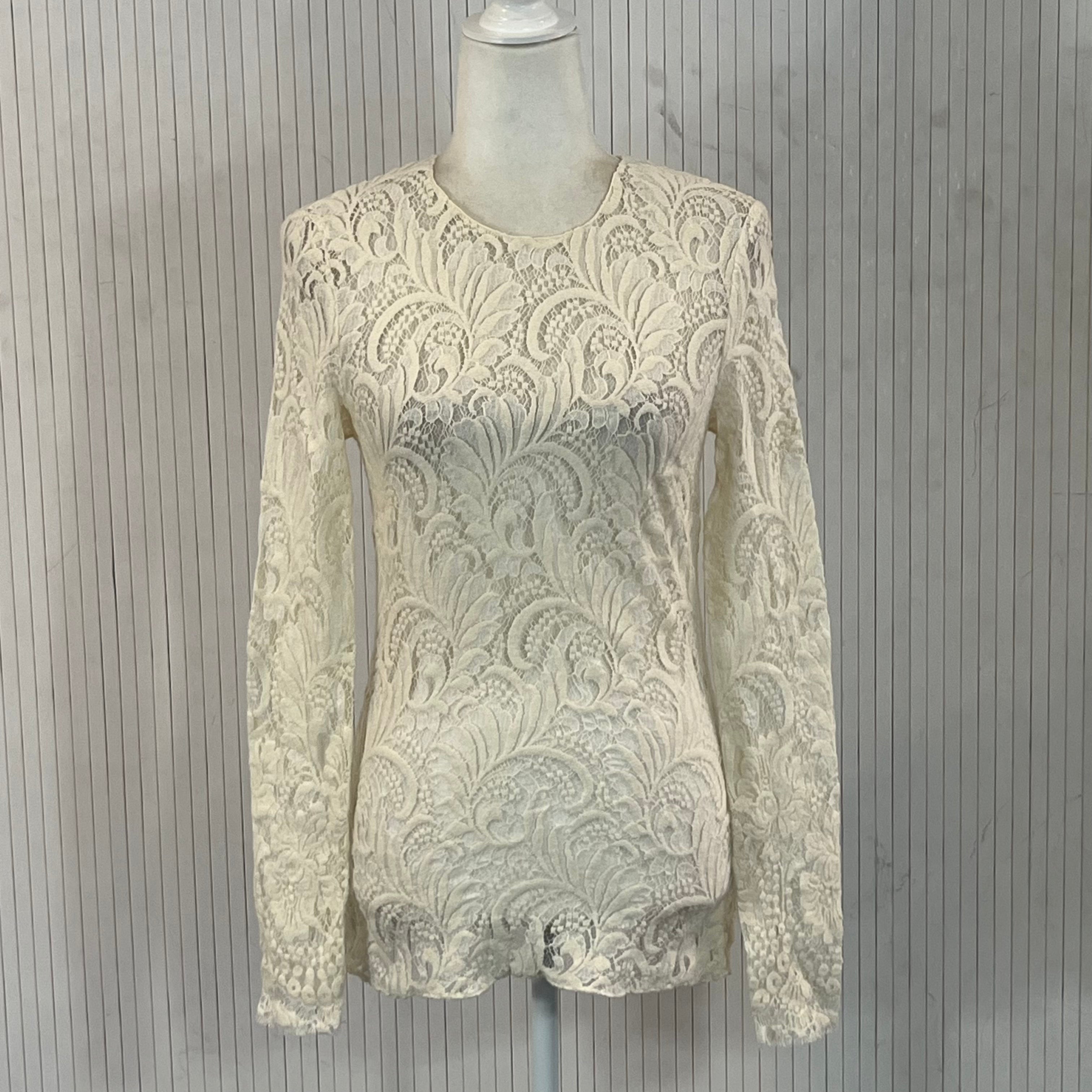 Stella McCartney Cream Textured Lace Top XXS/XS