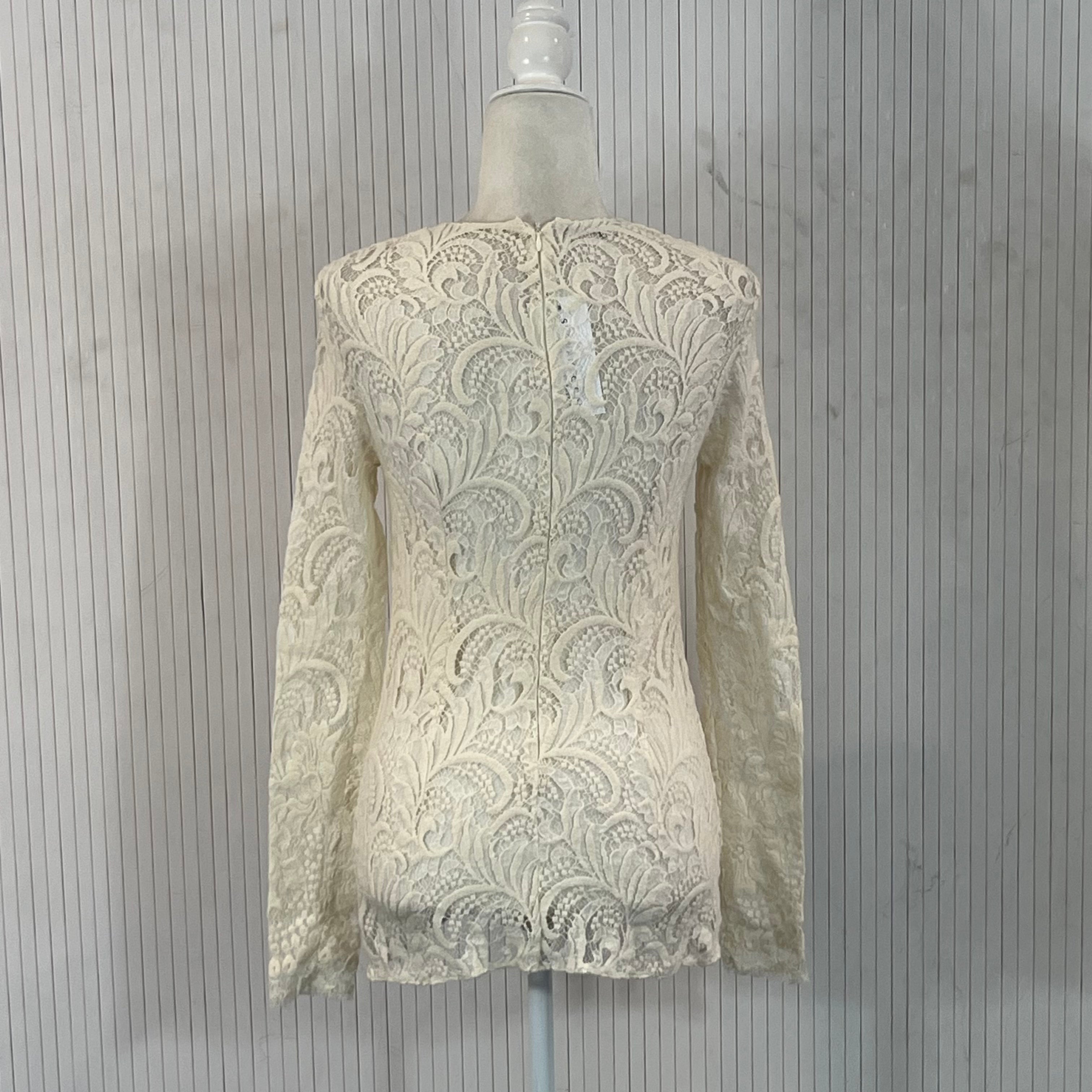 Stella McCartney Cream Textured Lace Top XXS/XS